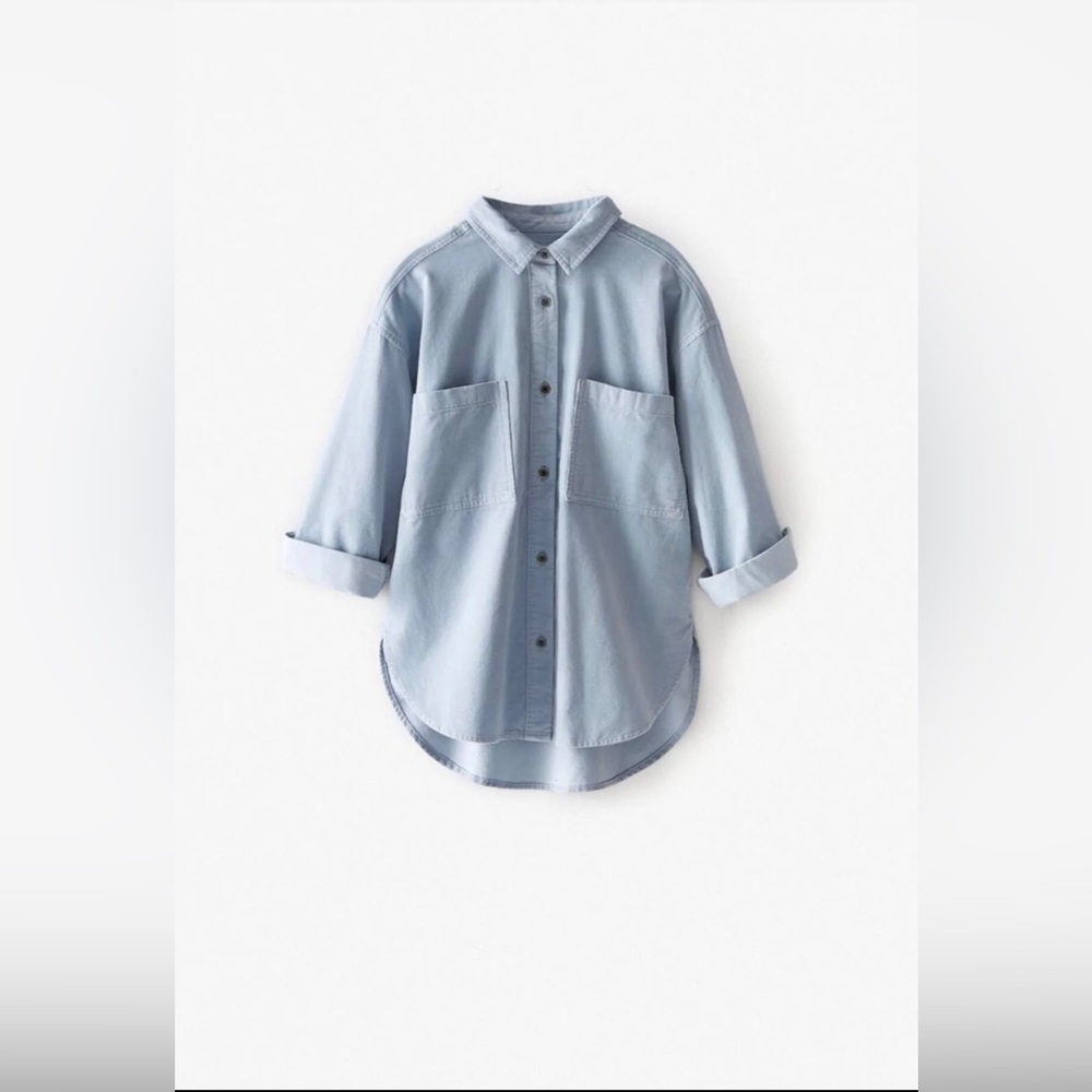 NWT ZARA GIRLS LONG FINE-WALED CORDUROY SHIRT